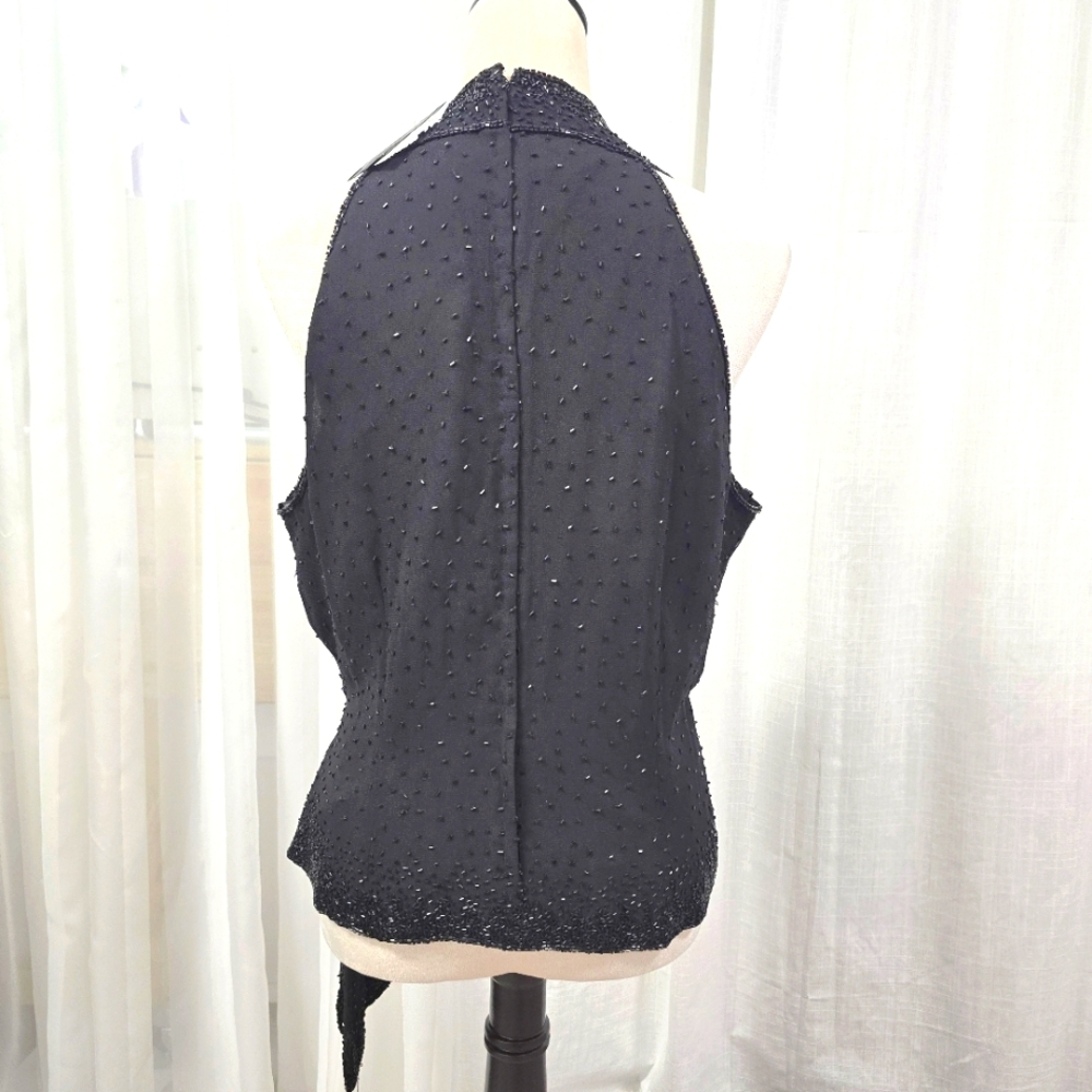 NWT JKara Faux Wrap Black Beaded Top Womens Plus Size 18 Sleeveless Glam - Picture 6 of 16
